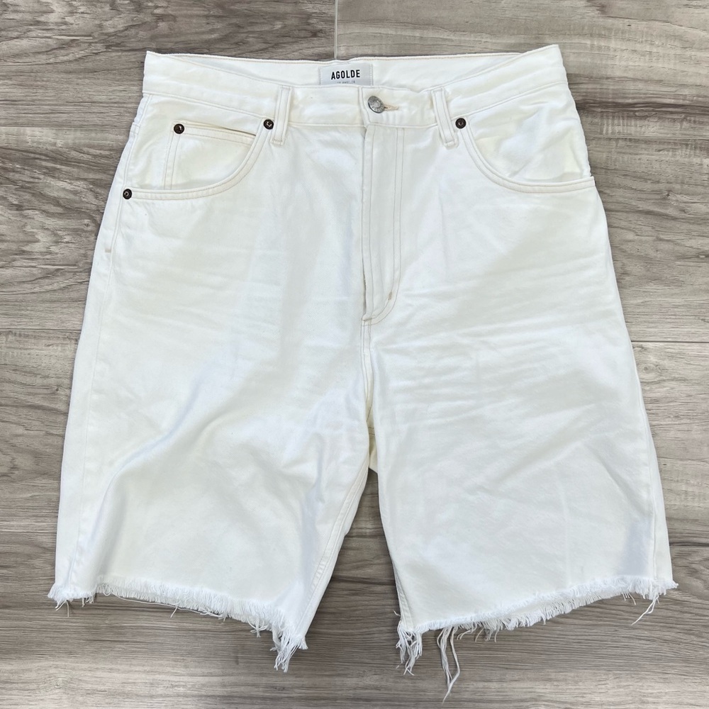 Agolde Pinch Waist Ultra High Rise Short in Cumulus (White) Size 29 - Picture 3 of 15